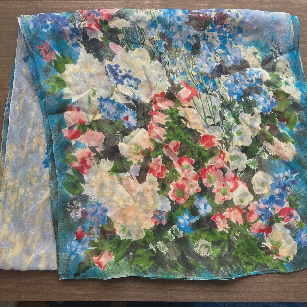 Vintage Larkspur, Peonies, and Canterbury Bells by Laura Coombs Hills Silk Scarf